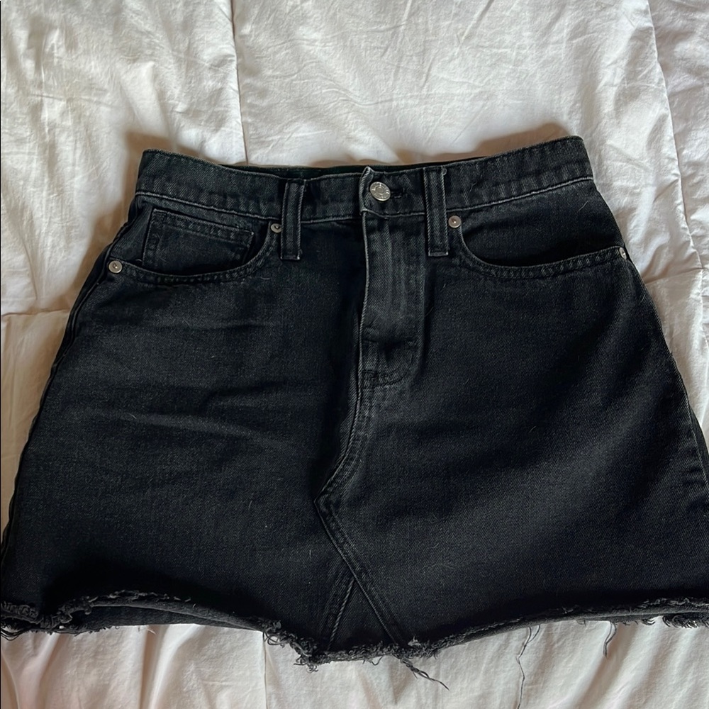 Black Denim High-Waisted Skirt